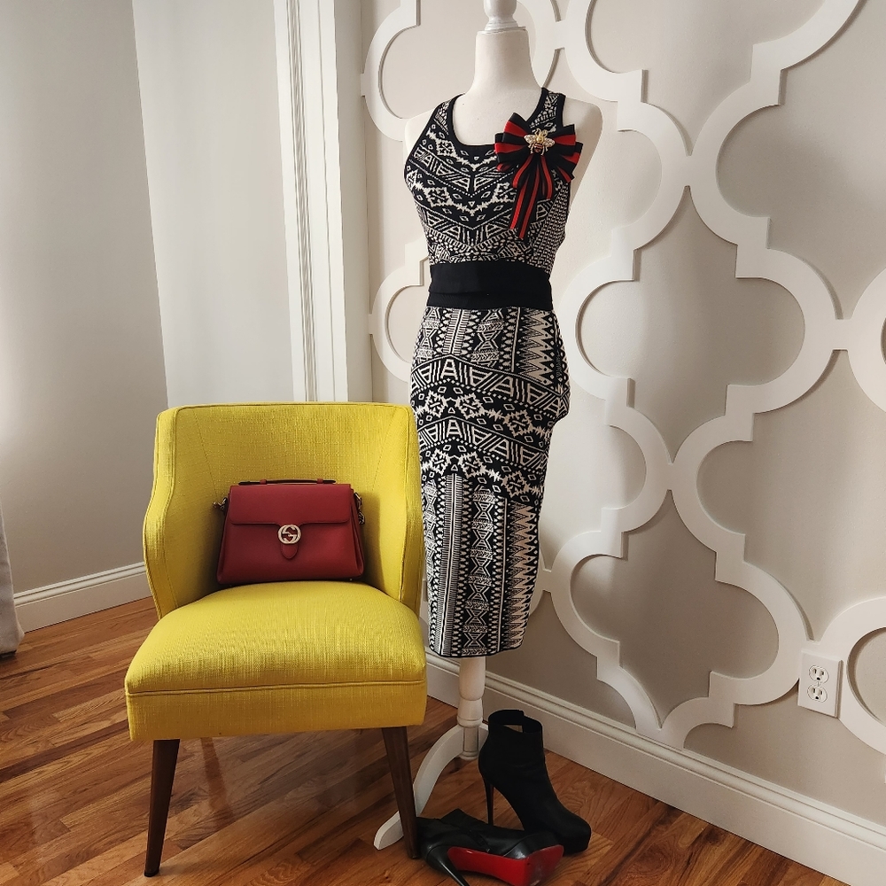 Black and white abstract skirt set